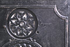 Antique Black Cast Iron Fireplace Insert, Ornate Rossette, Foliage & Beading