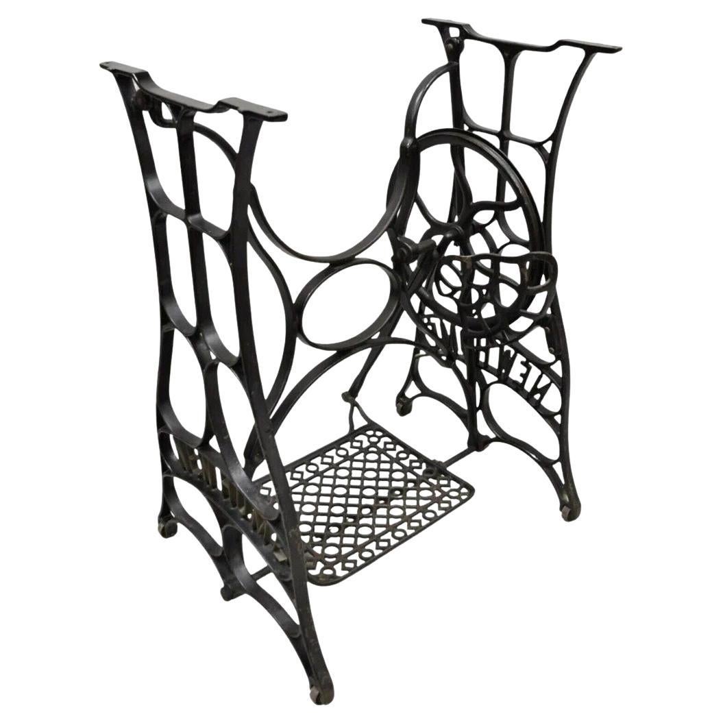 Antique Black Cast Iron Treadle Sewing Machine Table Base by New Home For Sale