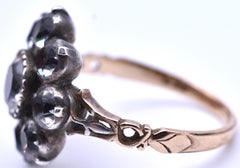 Antique Black Dot Paste Cluster Ring, 1840
