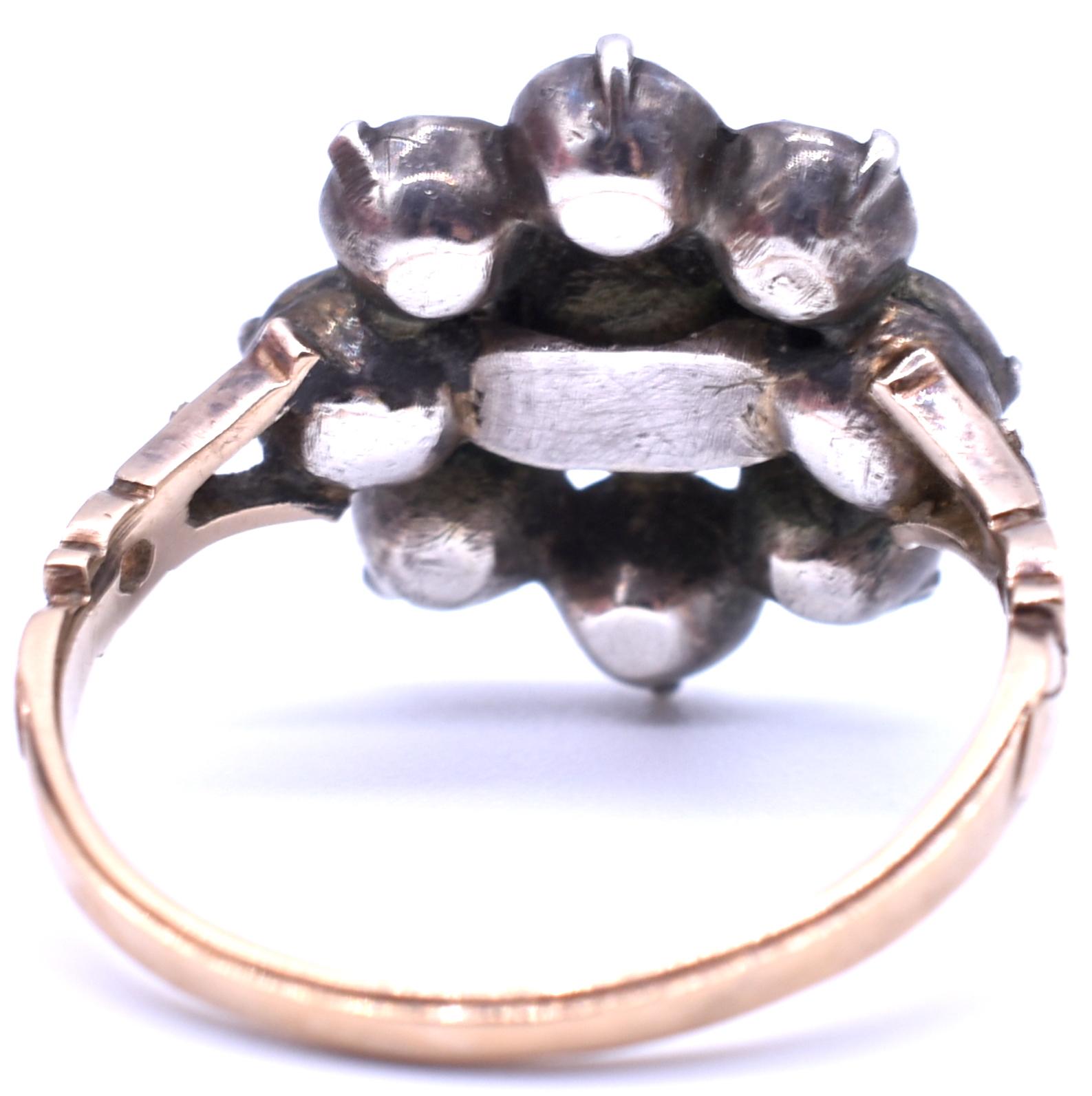 Georgian Antique Black Dot Paste Cluster Ring, 1840