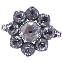 Antique Black Dot Paste Cluster Ring, 1840