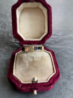 Antique Black Enamel and Gold Band Ring with Inscription