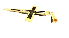 Antique Black Oxidation-Finish Spanish Cross 18kt Yellow Gold