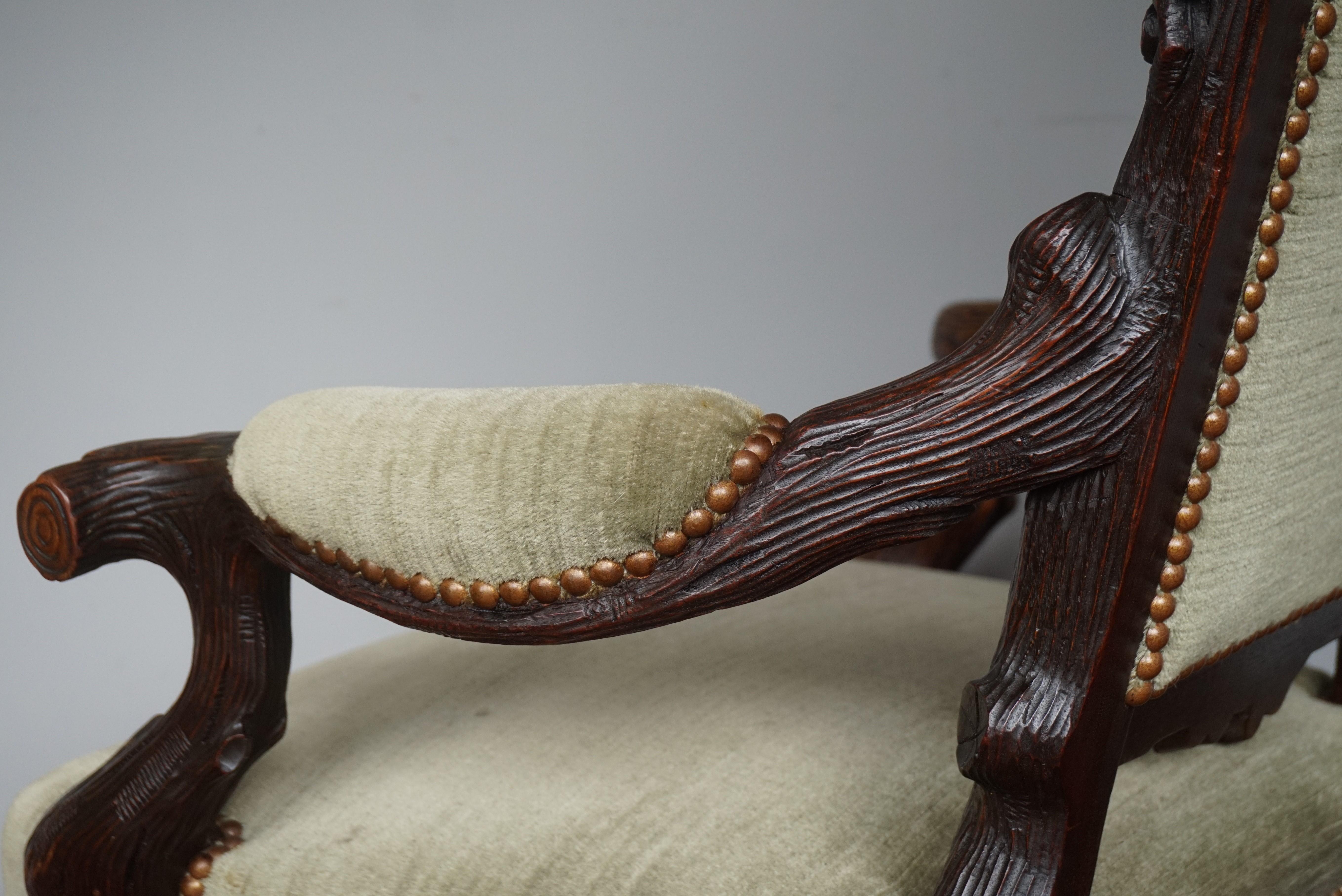 Fauteuil de lecture ou fauteuil ancien de la Forêt-Noire par Horrix avec tissu d'ameublement parfait en vente 7