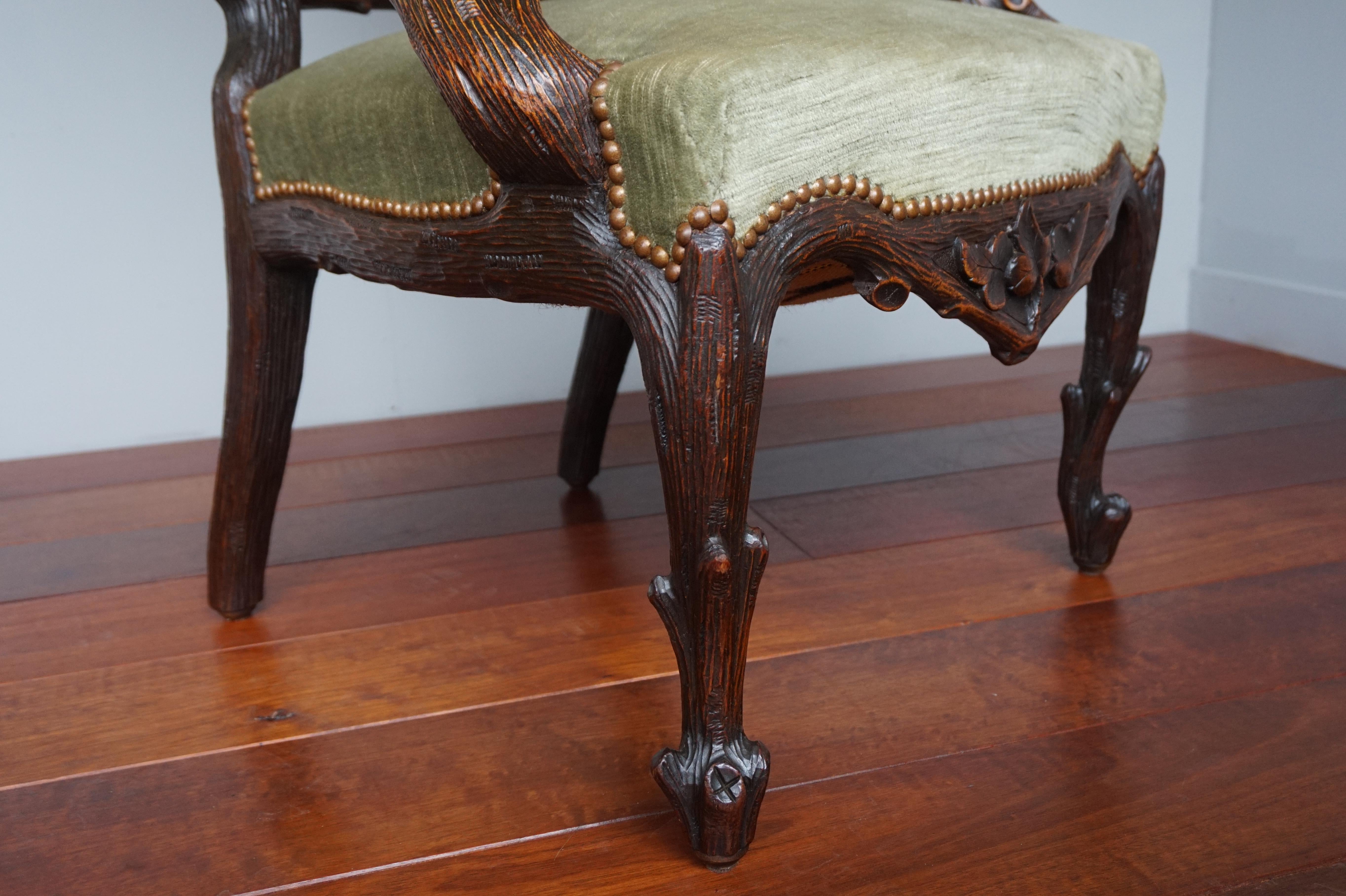 Antique Black Forest Armchair or Reading Chair by Horrix with Perfect Upholstery 10