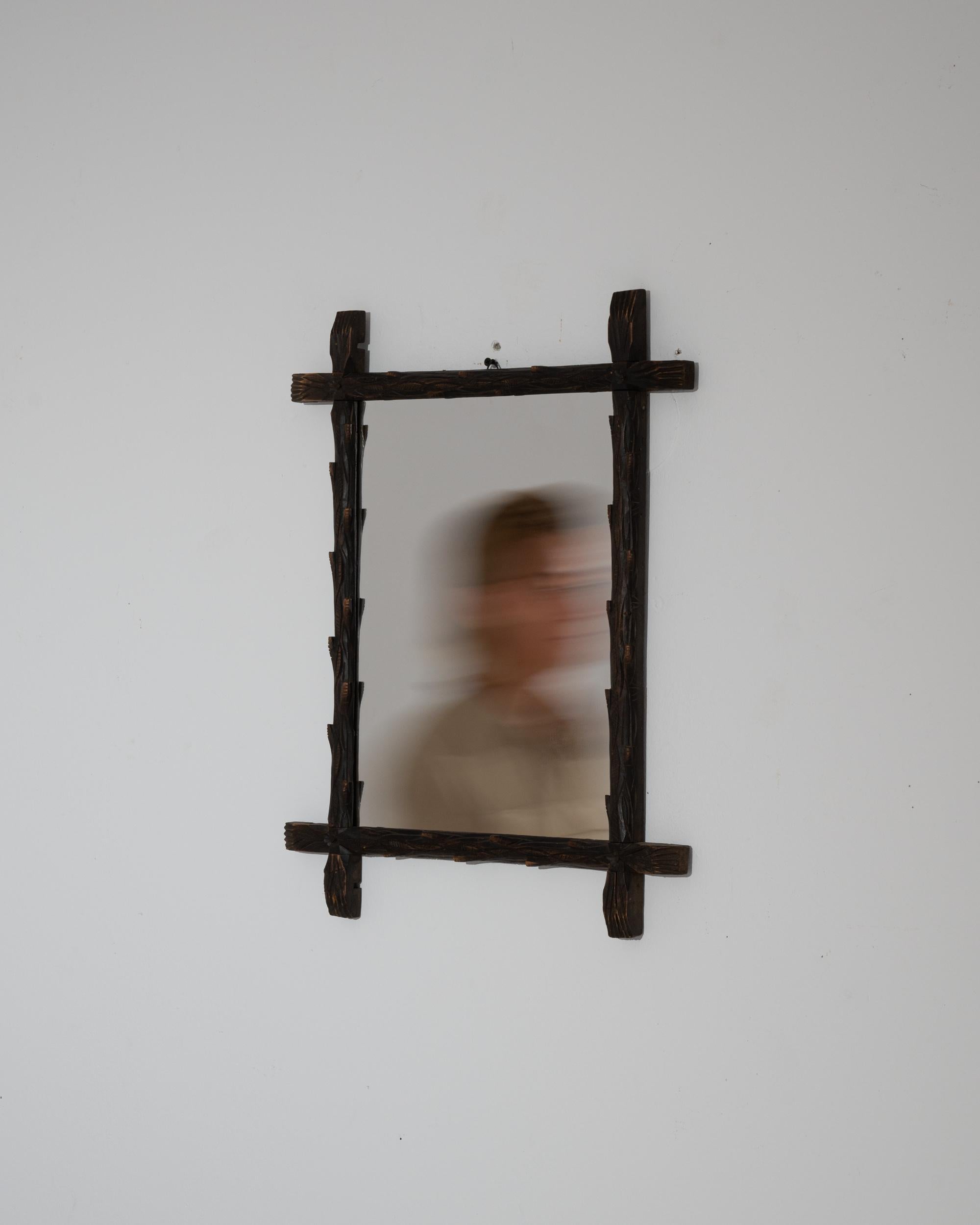Early 20th Century Antique Black Forest Austrian Wall Mirror