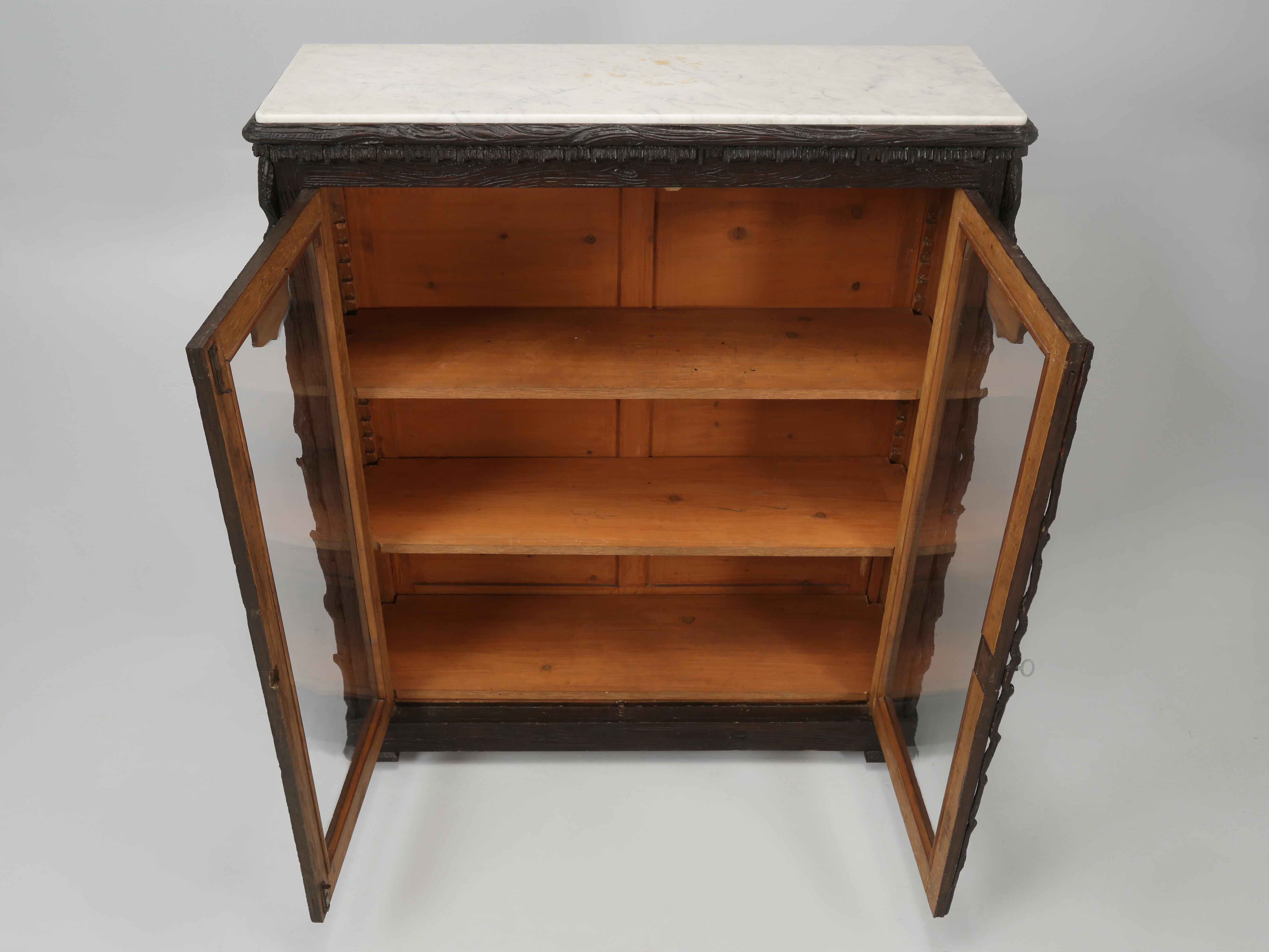 Antique Black Forest Bookcase or China Cabinet, Swiss, Late 1800's Part of Suite For Sale 12