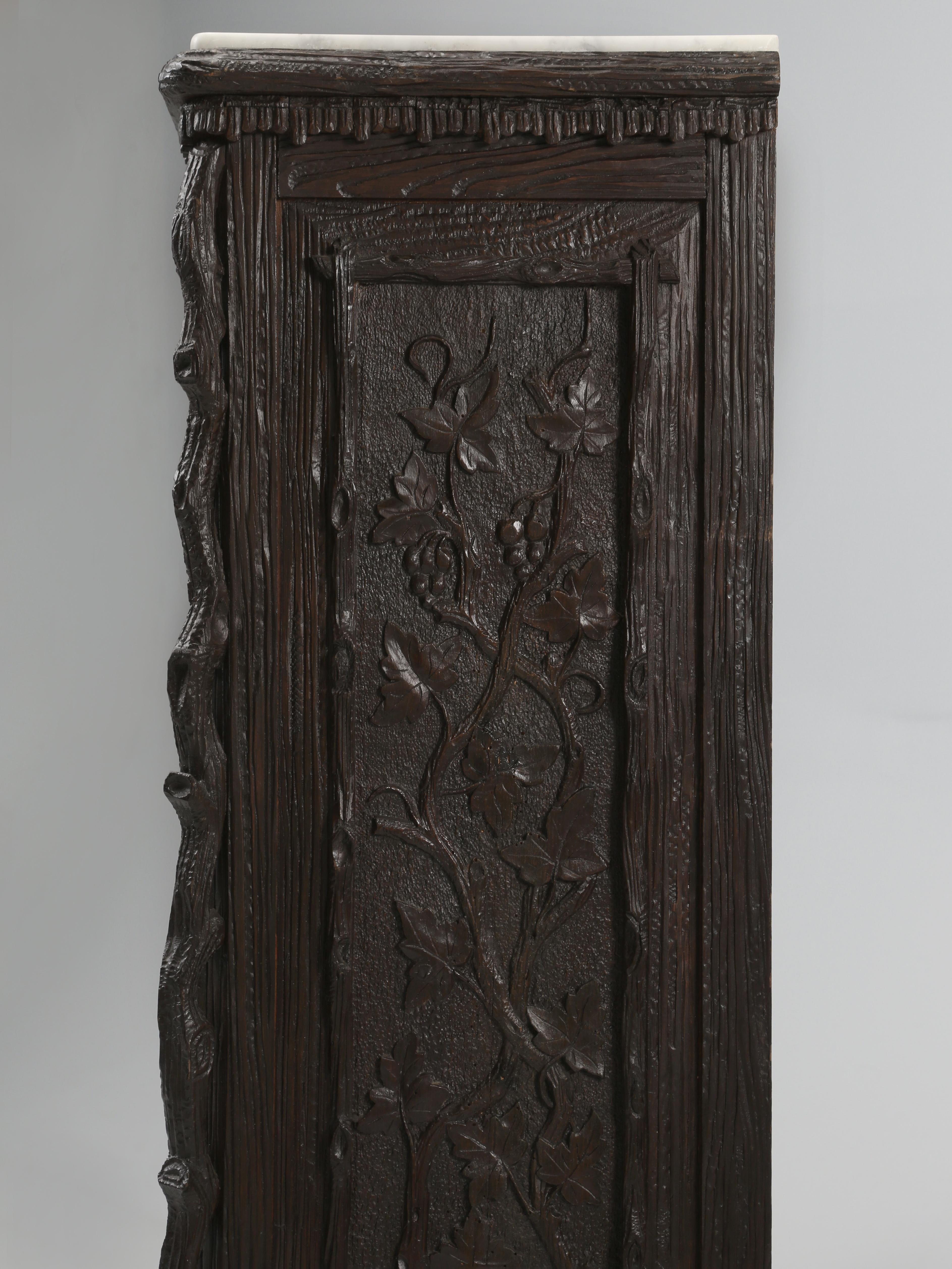 Hand-Carved Antique Black Forest Bookcase or China Cabinet, Swiss, Late 1800's Part of Suite For Sale