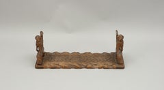 Antique Black Forest Bookends with Carved St. Bernard Dog