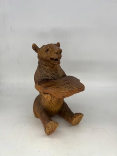 Antique Black Forest Carved Bear Form Table Top "Butler" Display