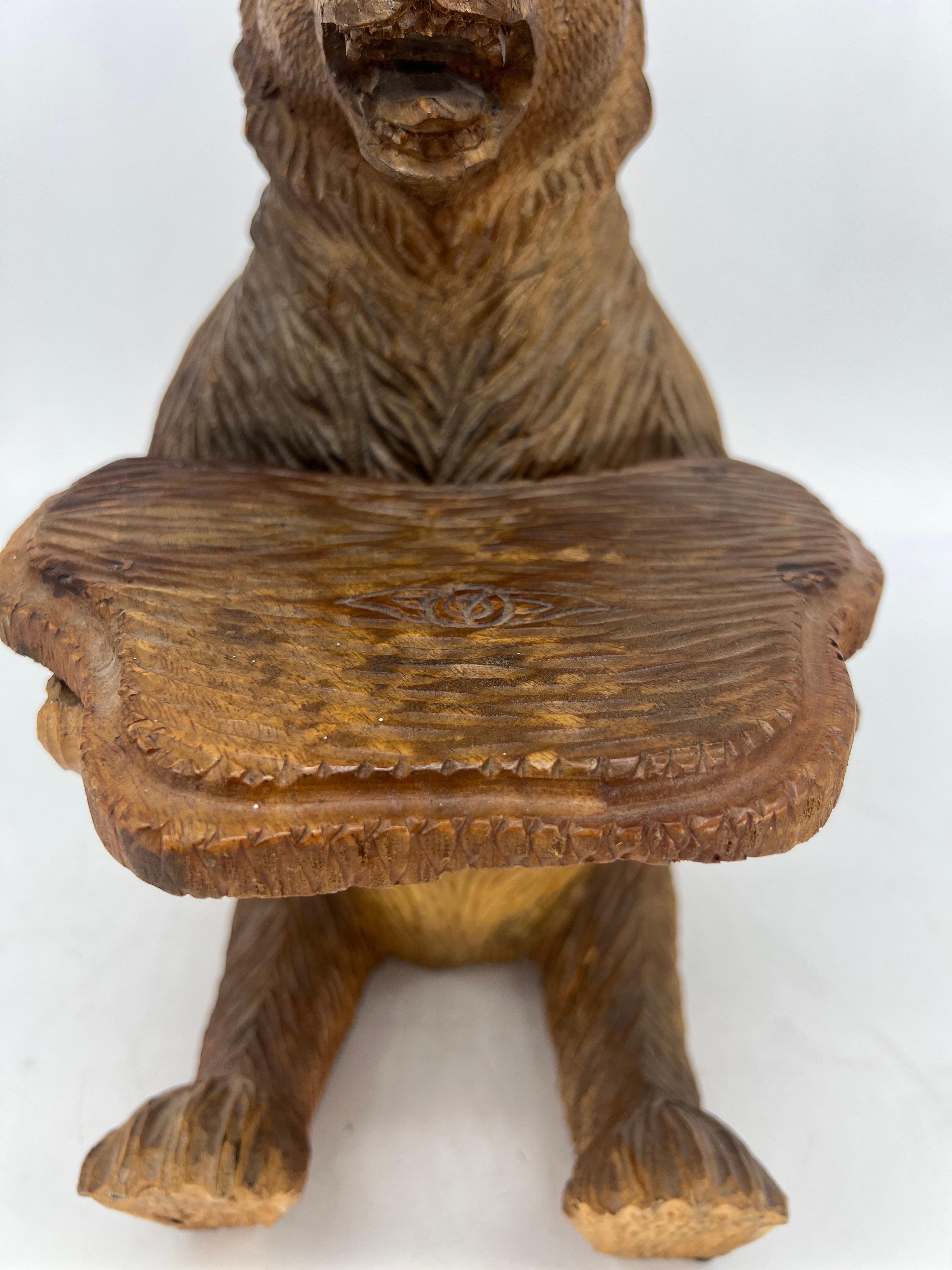 German Antique Black Forest Carved Bear Form Table Top 