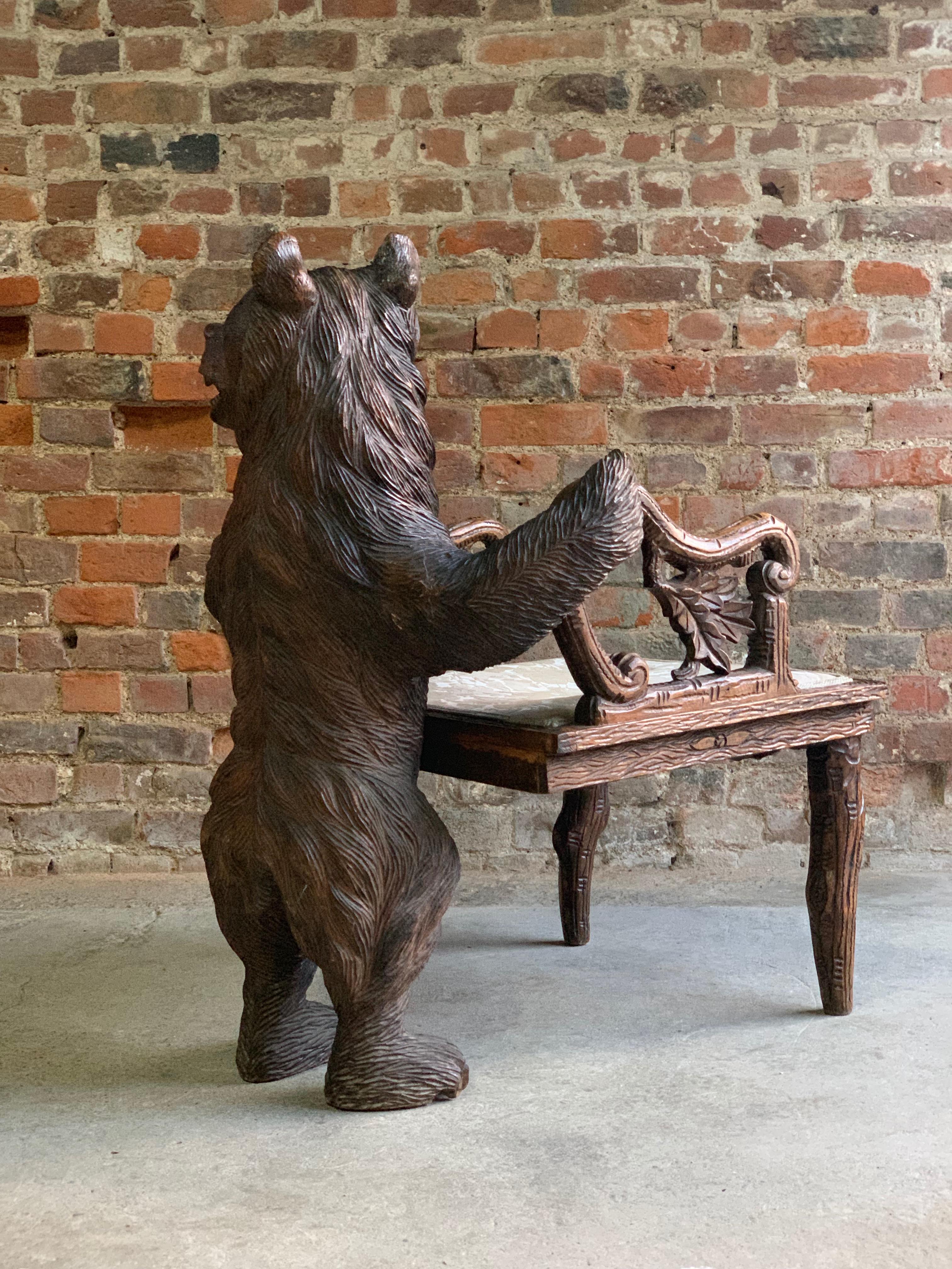Antique Black Forest Carved Bear Hall Chair Armchair, 19th Century, circa 1875 In Good Condition In Longdon, Tewkesbury