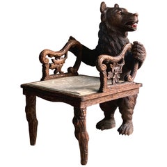 Antique Black Forest Carved Bear Hall Chair Armchair, 19th Century, circa 1875