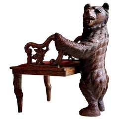 Antique Black Forest Carved Bear Hall Chair Armchair, 19th Century, circa 1875