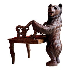 Antique Black Forest Carved Bear Hall Chair Armchair, 19th Century, circa 1875