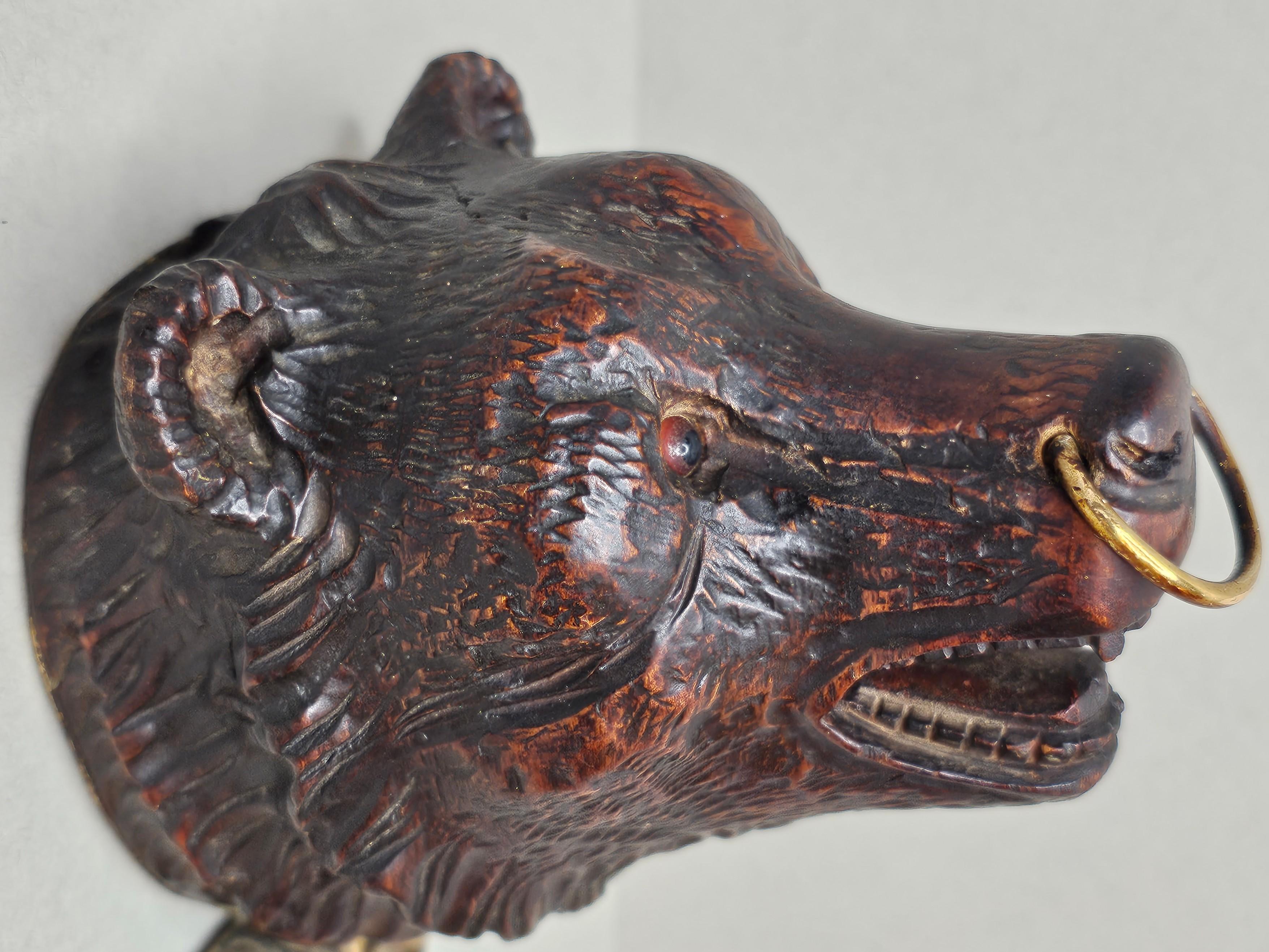 Antique Black Forest Carved Bear Wall Hook Hanger In Good Condition For Sale In Forney, TX