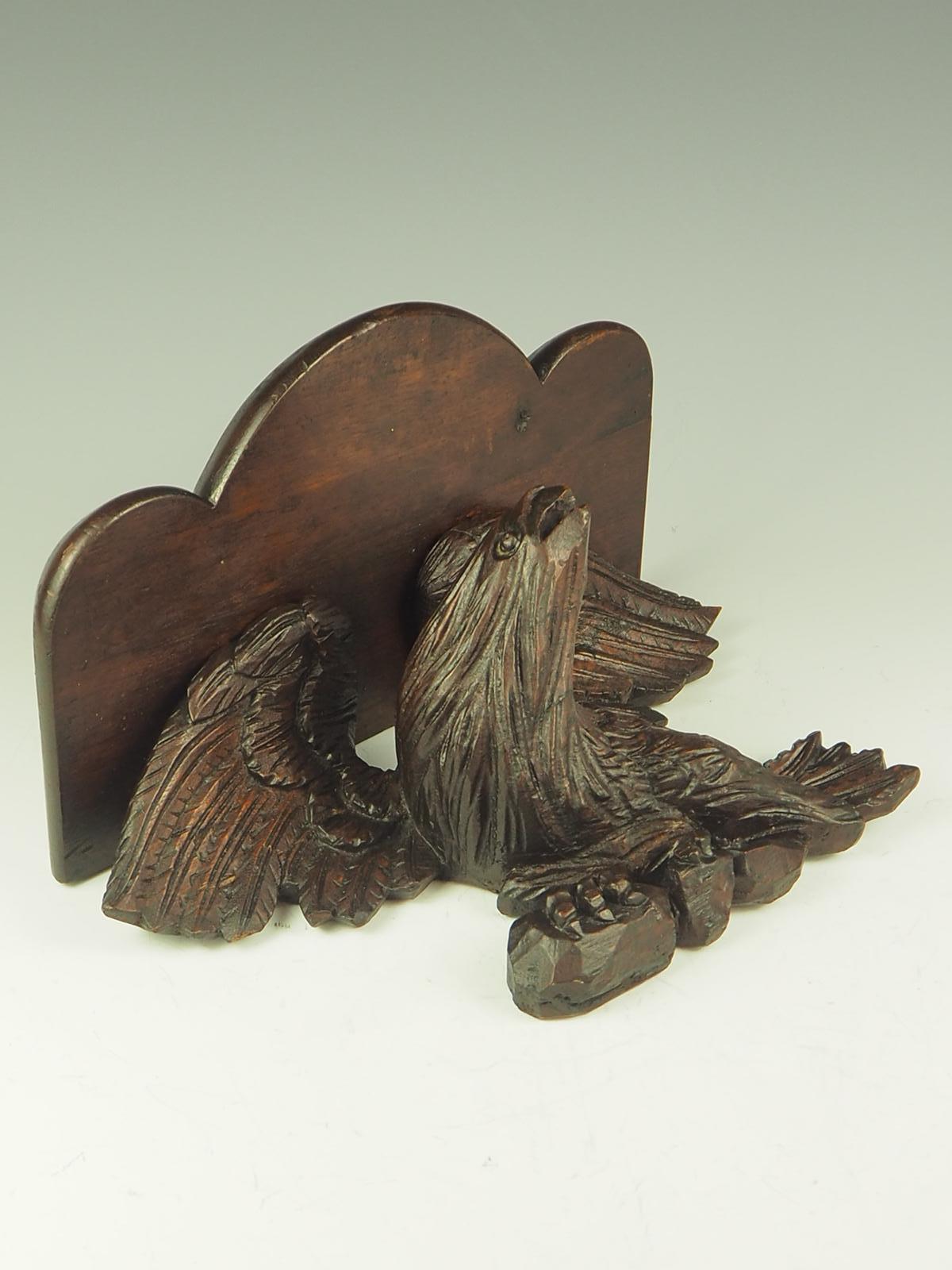 19th Century Antique Black Forest Carved Eagle Shelf