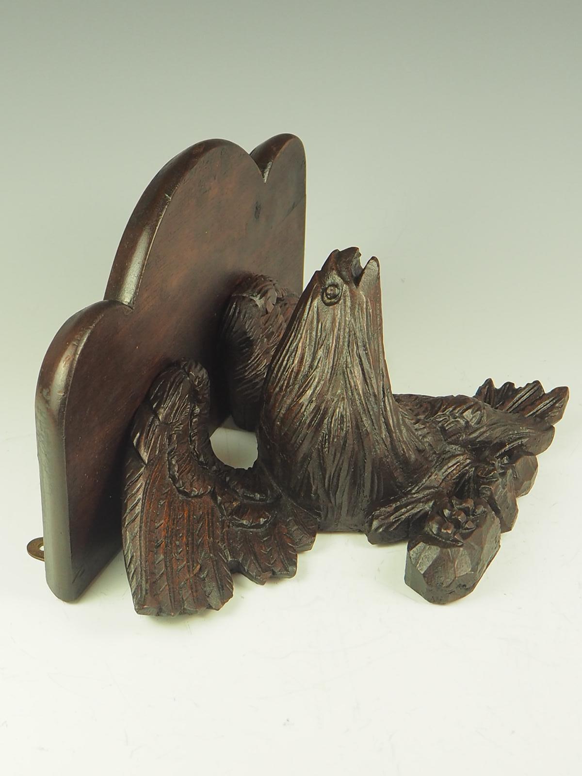 Wood Antique Black Forest Carved Eagle Shelf