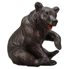 Antique Black Forest Carved Seated Bear Figure