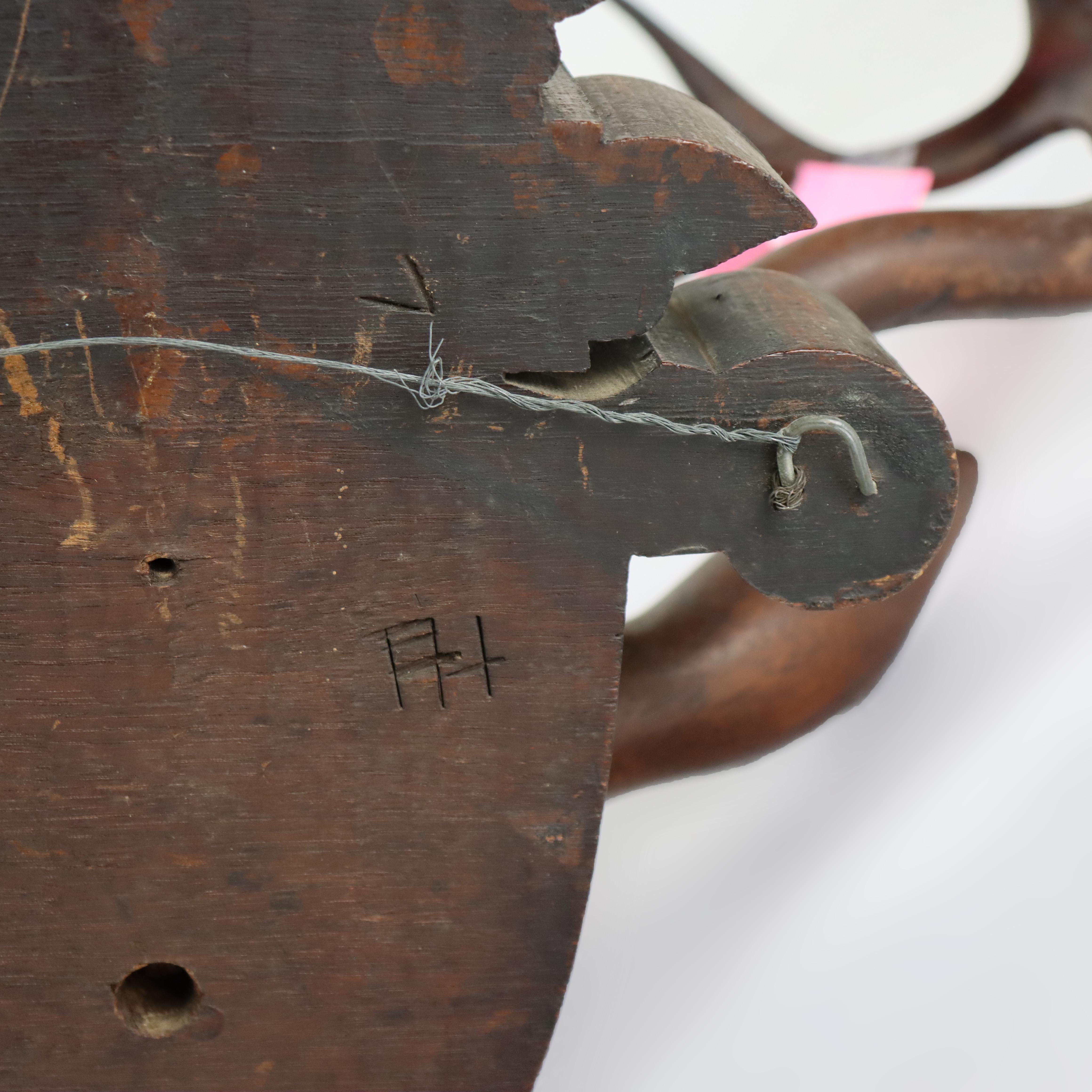 Antike Black Forest geschnitzt Nussbaum Hirschkopf C1890 im Angebot 7