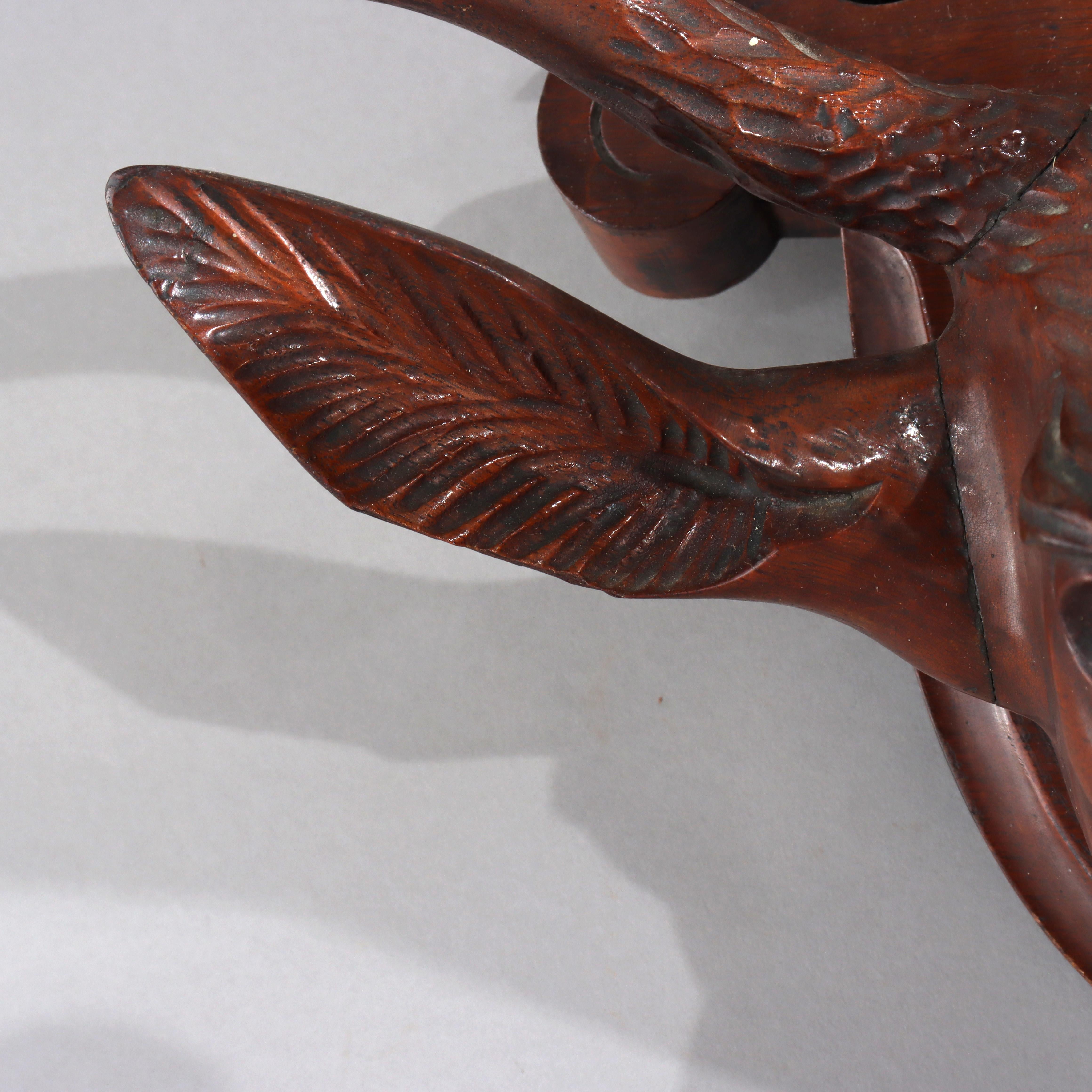 Antike Black Forest geschnitzt Nussbaum Hirschkopf C1890 im Angebot 2