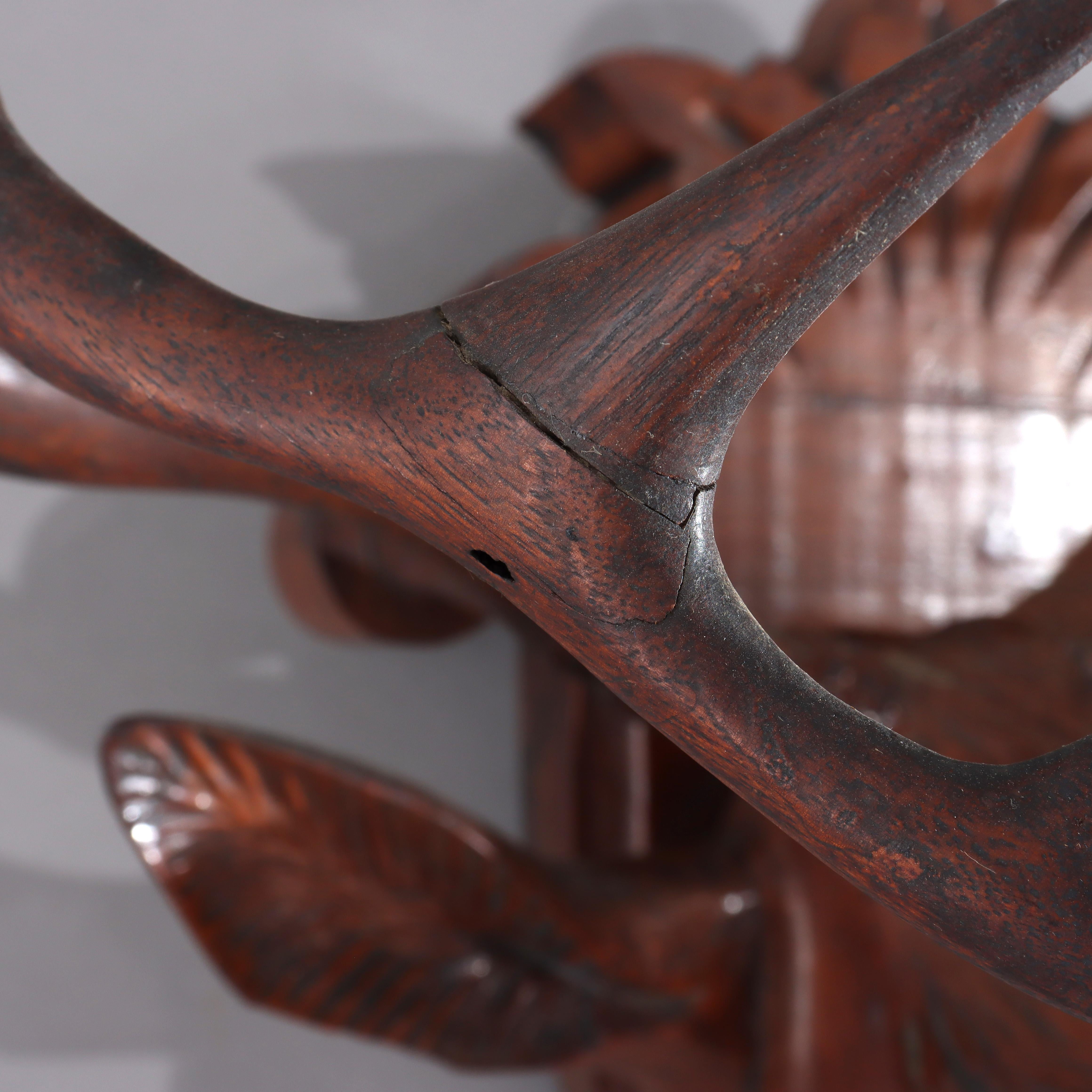 Antike Black Forest geschnitzt Nussbaum Hirschkopf C1890 im Angebot 3