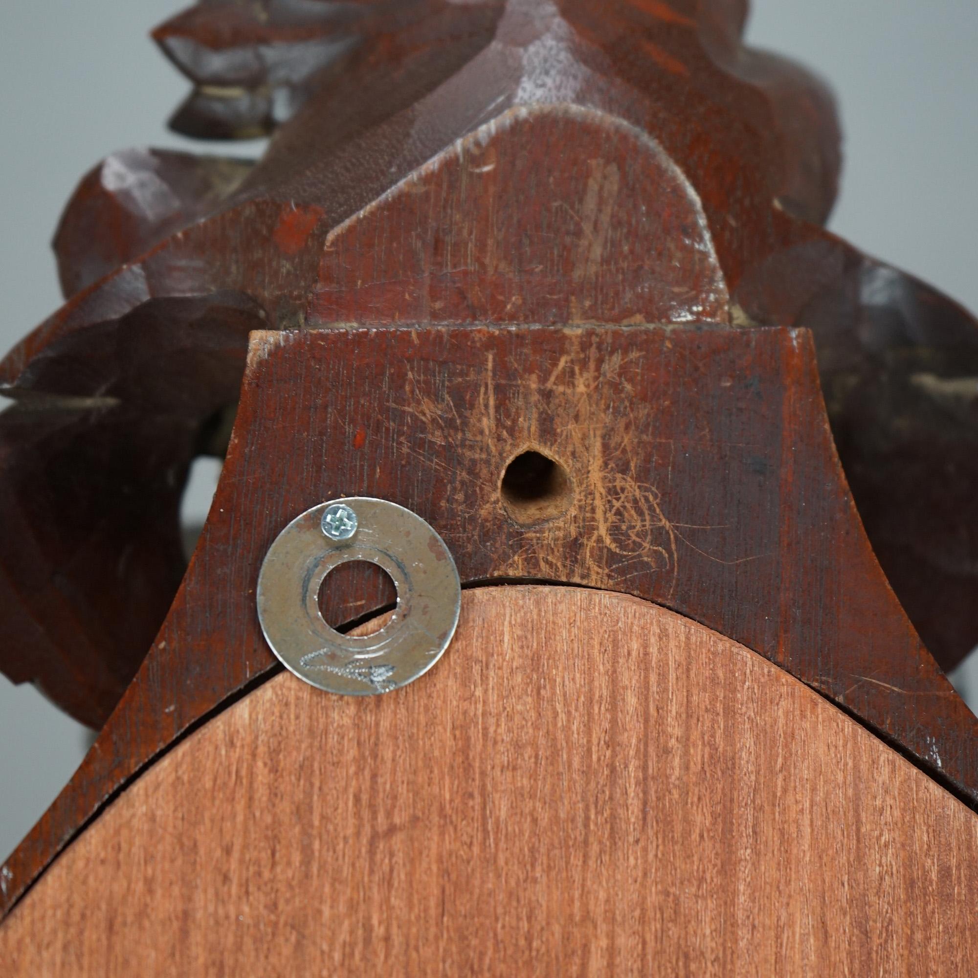 Antique Black Forest Carved Walnut Westerstrand Clock C1890 5