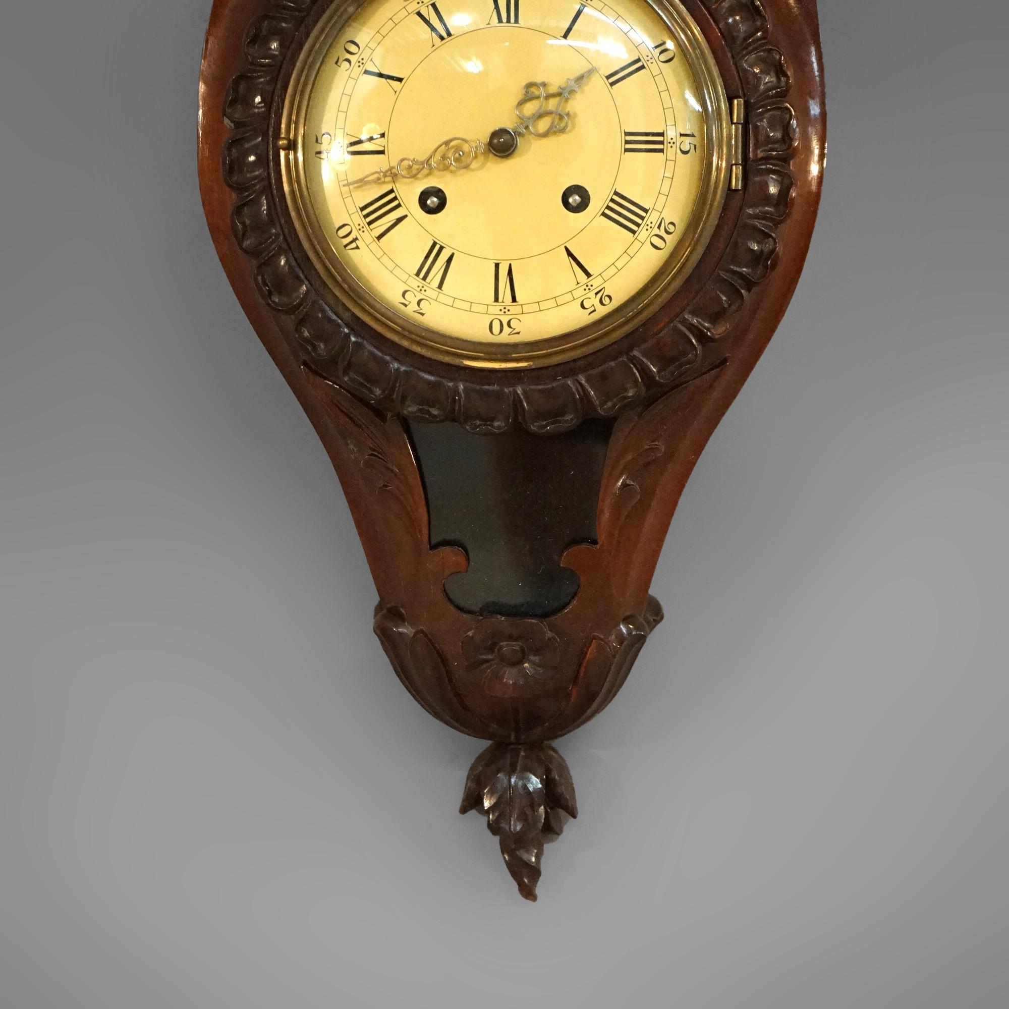 19th Century Antique Black Forest Carved Walnut Westerstrand Clock C1890