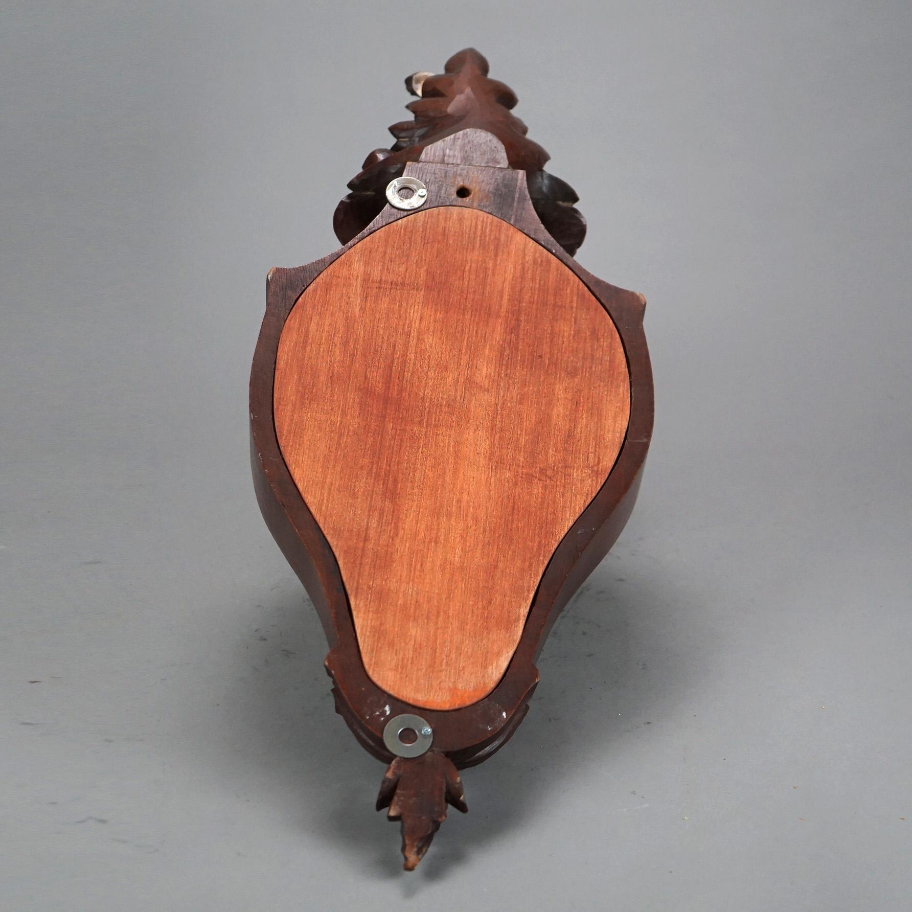 Antique Black Forest Carved Walnut Westerstrand Clock C1890 3
