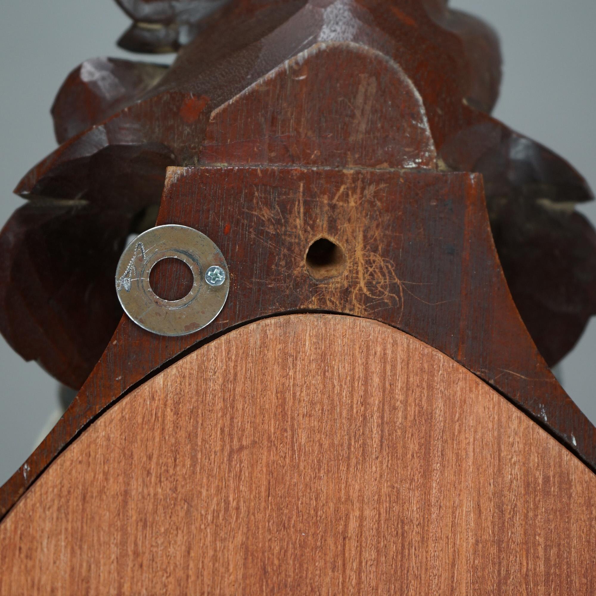 Antique Black Forest Carved Walnut Westerstrand Clock C1890 4