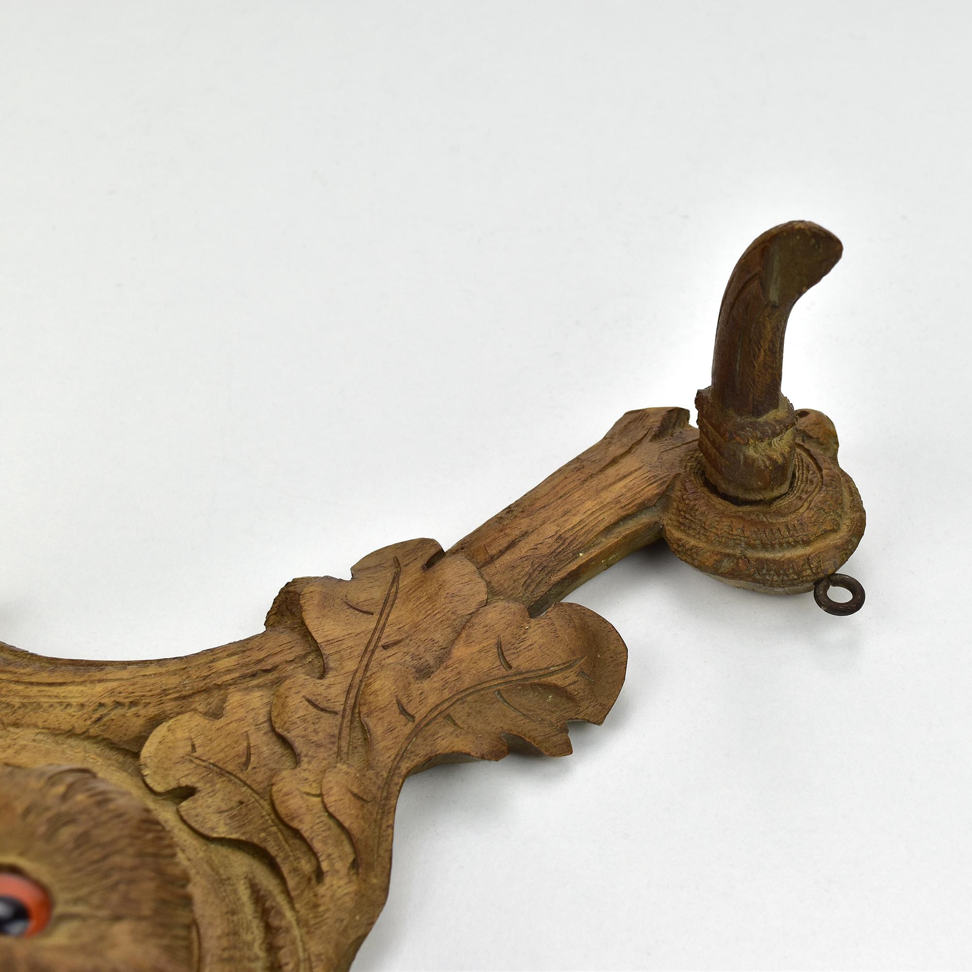 Antique Black Forest Carved Wood Owl Wardrobe Coat Rack Brienz Hunting Lodge 3