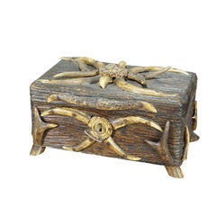 Antique Black Forest Casket with Antlers Decoration circa 1900s