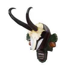 Antique Black Forest Chamois Trophy on Carved Plaque - Germany 1932