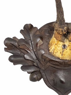 Antique Black Forest Deer Antler Trophy on Wood Carved Plaque, Austria, 1910s