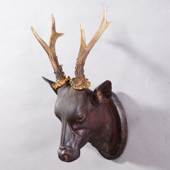Cabeza de ciervo antigua Black Forest Baviera ca. 1890s