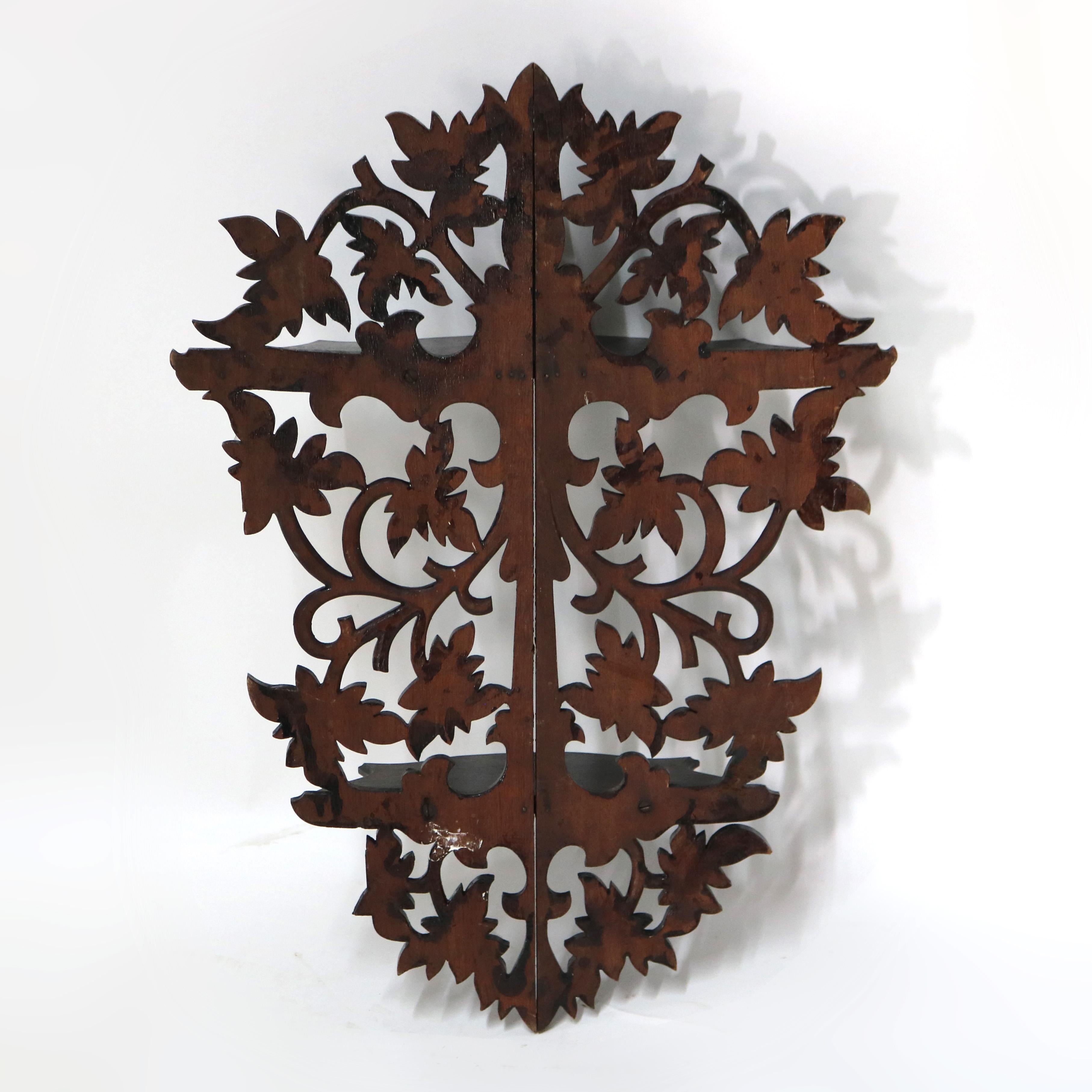 Antique Black Forest Foliate Carved Wall Shelf C1890

Measures- 29.25