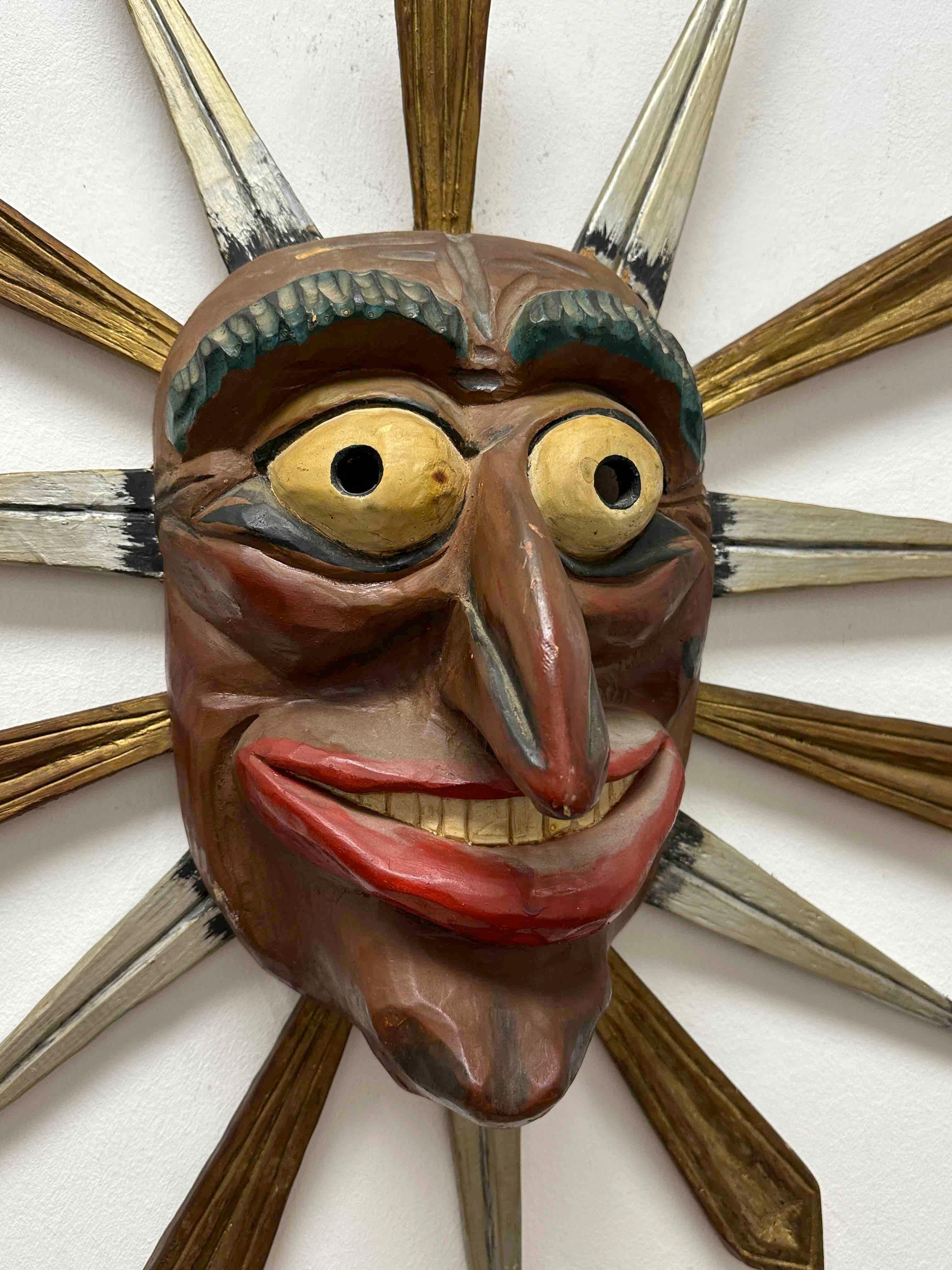 Austrian Antique Black Forest Folk Art Alpine Devil Dwarf Wooden Carved Mask, 1930s For Sale