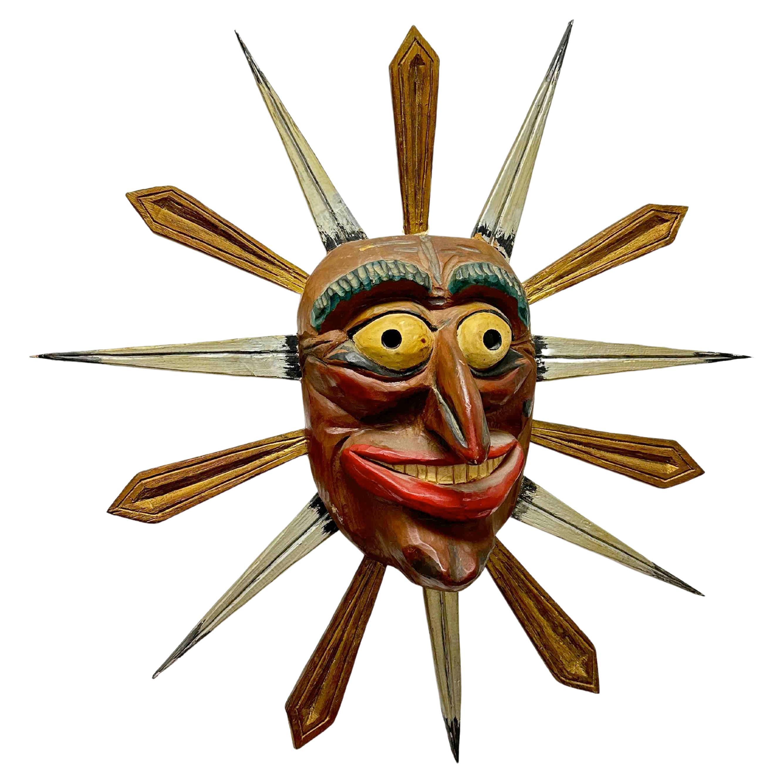 Antike Schwarzwälder Volkskunst Alpenteufel Zwerg aus Holz geschnitzt Maske, 1930er Jahre