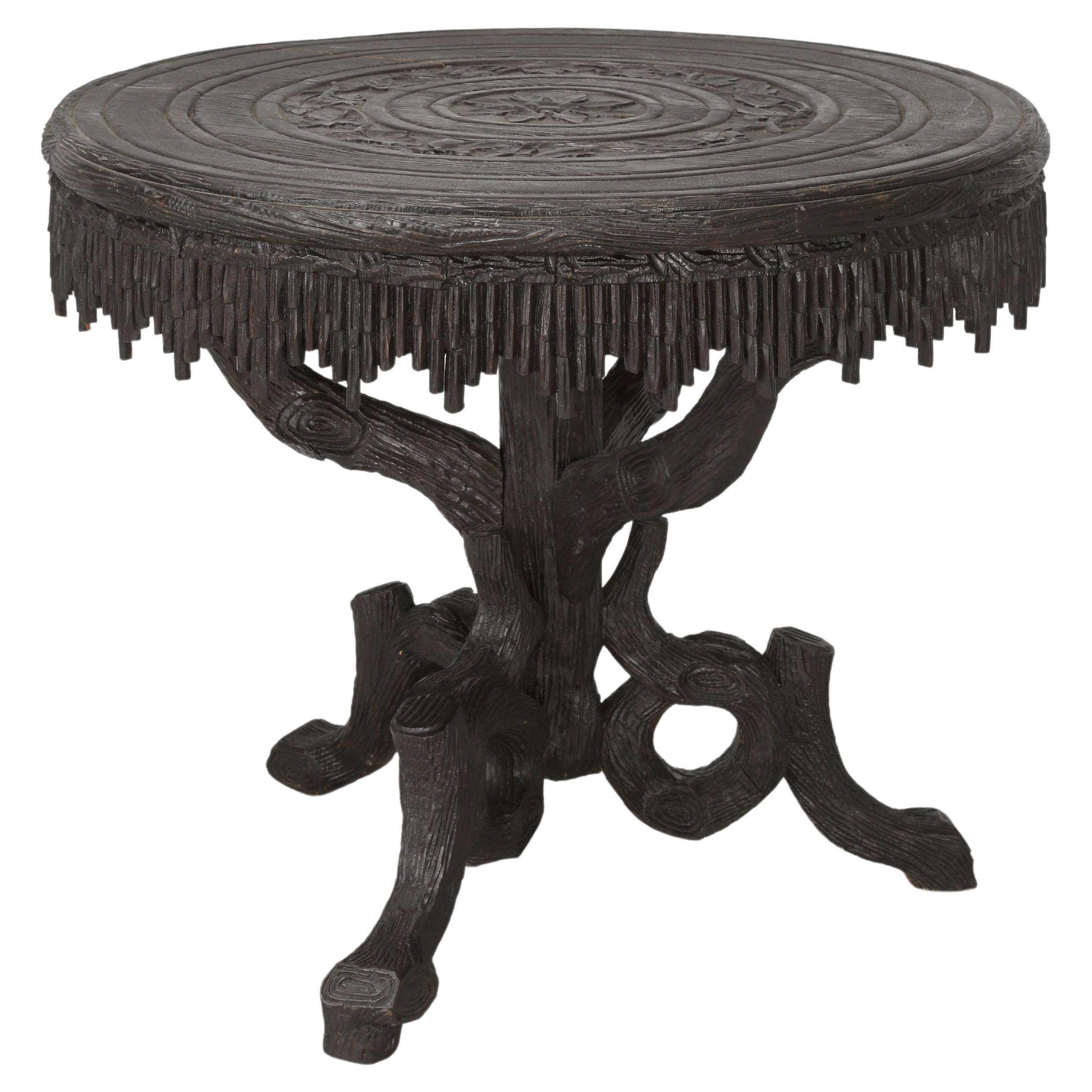 Antique Black Forest Game Table, Center Hall Table Dining Table circa late 1800s