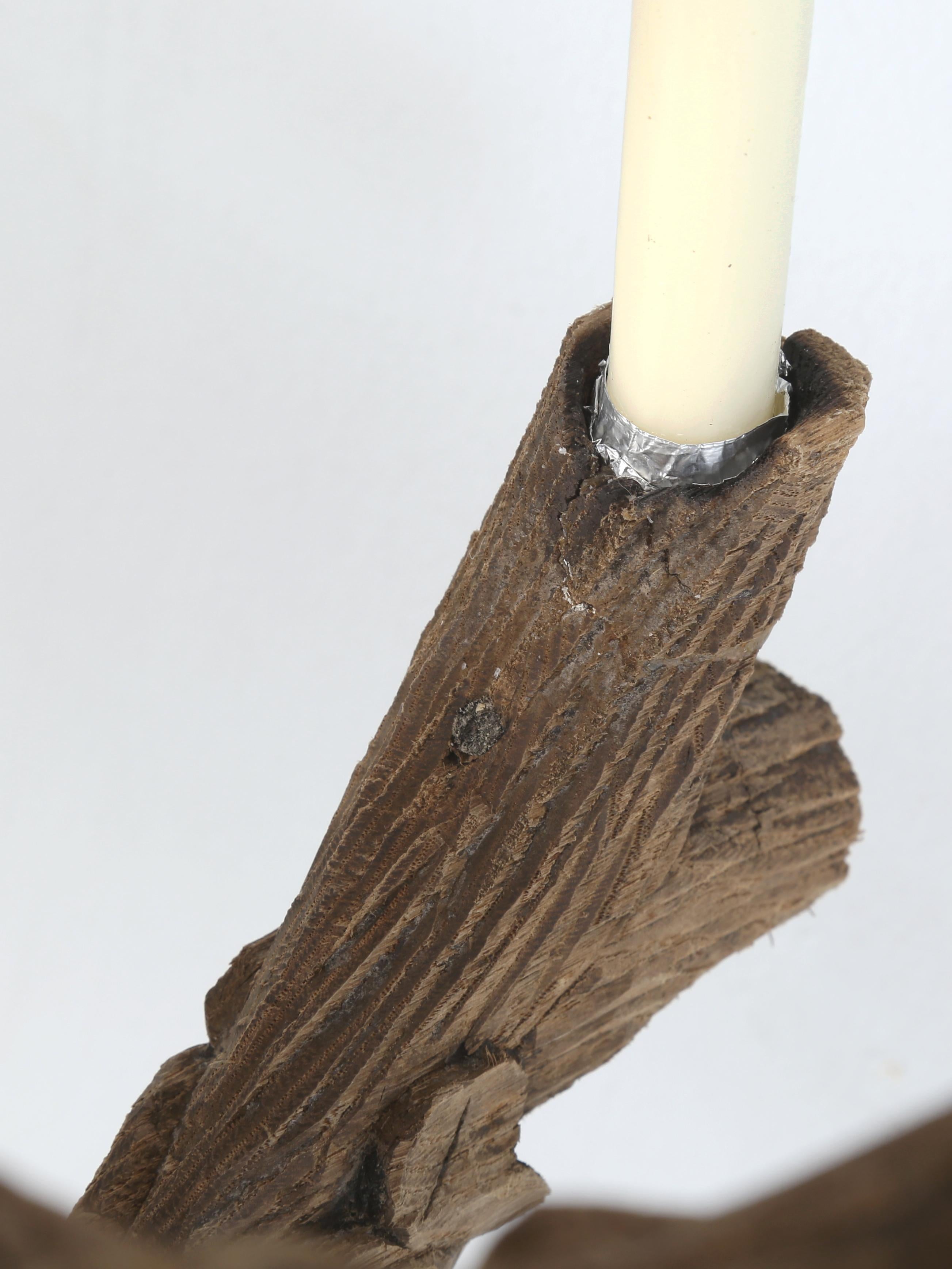 Antique Black Forest Hand-Carved Candle Lite Wooden Chandelier c1800's Original For Sale 9