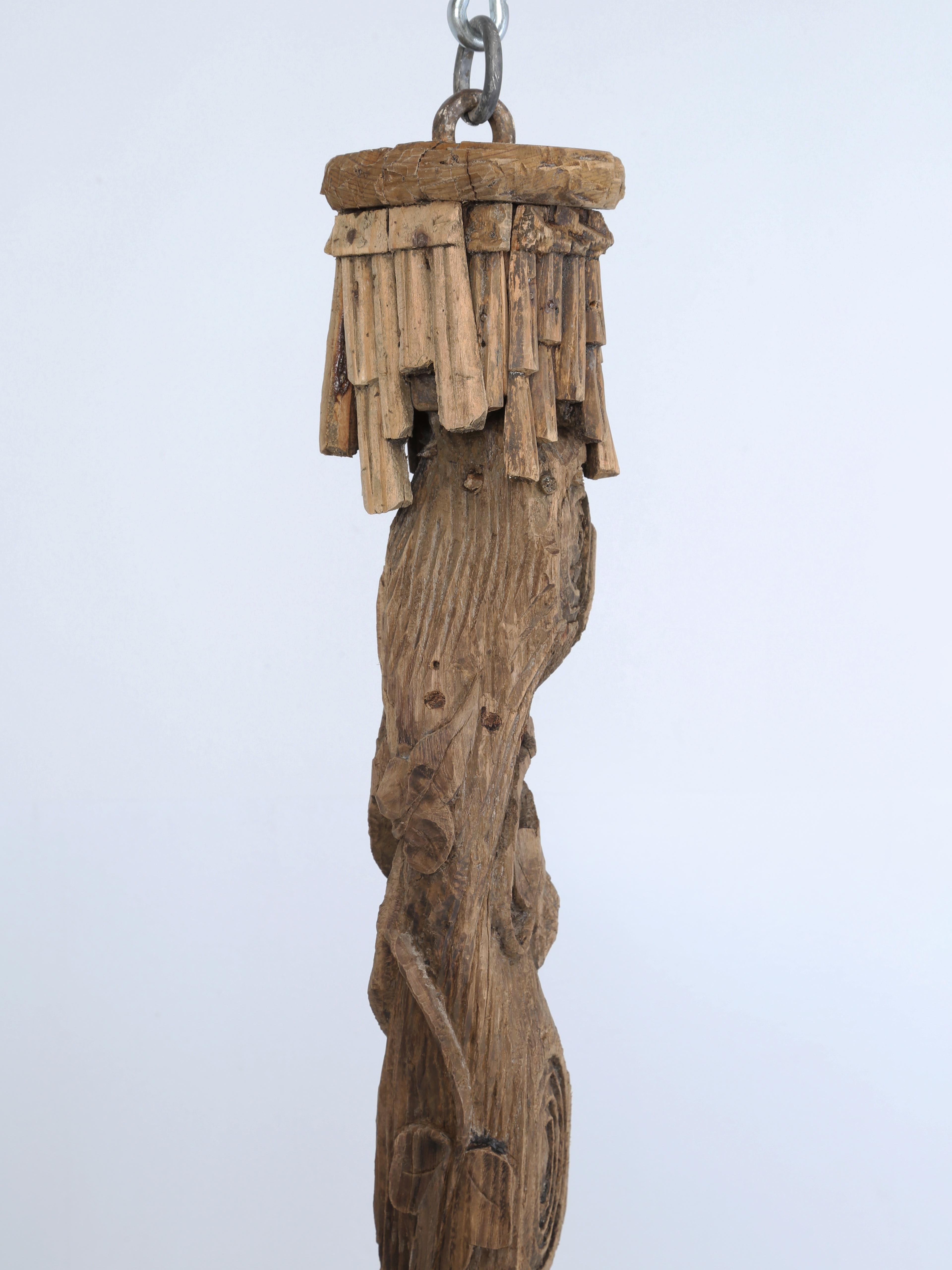 Hand-Crafted Antique Black Forest Hand-Carved Candle Lite Wooden Chandelier c1800's Original For Sale