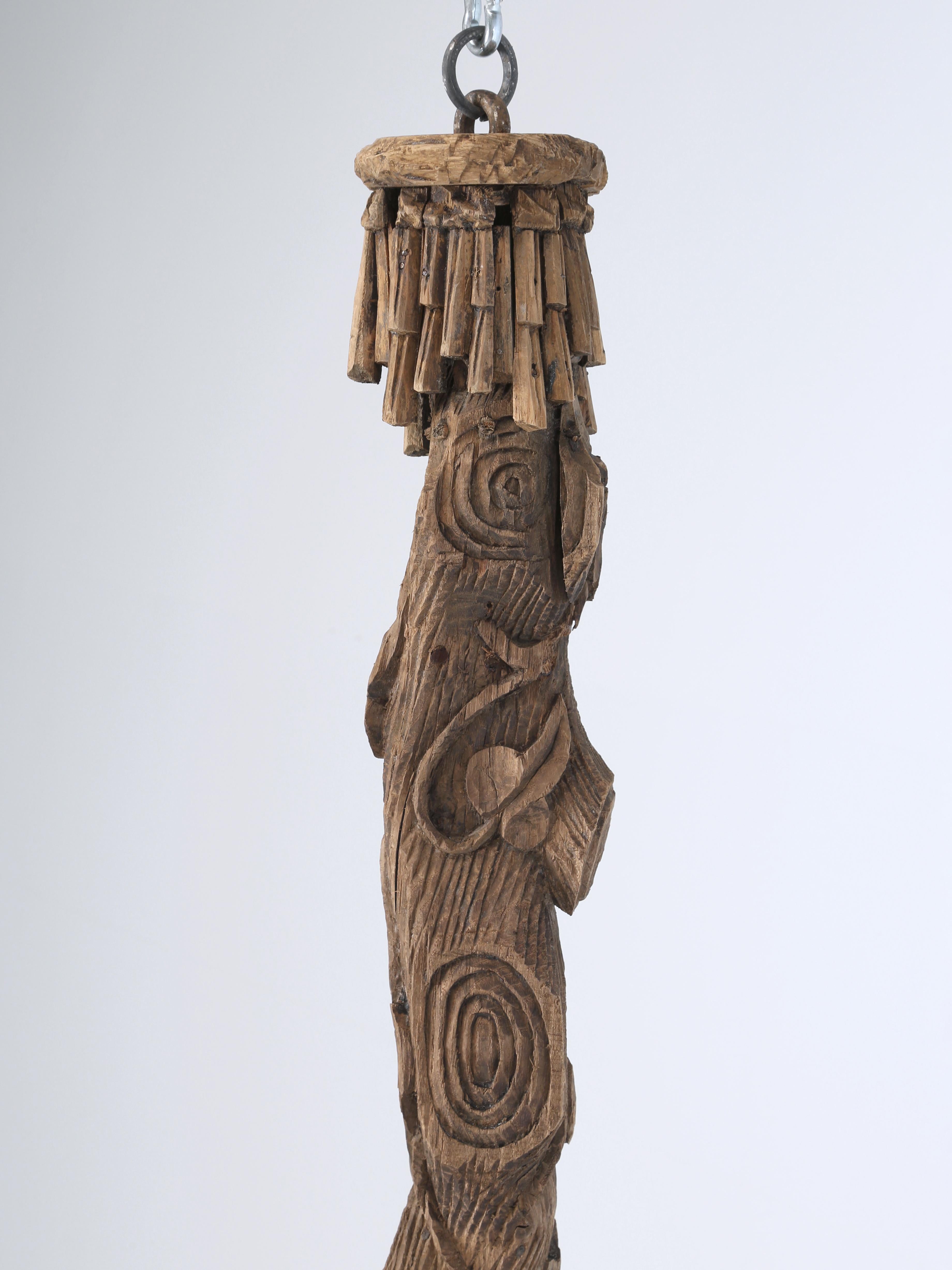 Antique Black Forest Hand-Carved Candle Lite Wooden Chandelier c1800's Original In Good Condition For Sale In Chicago, IL