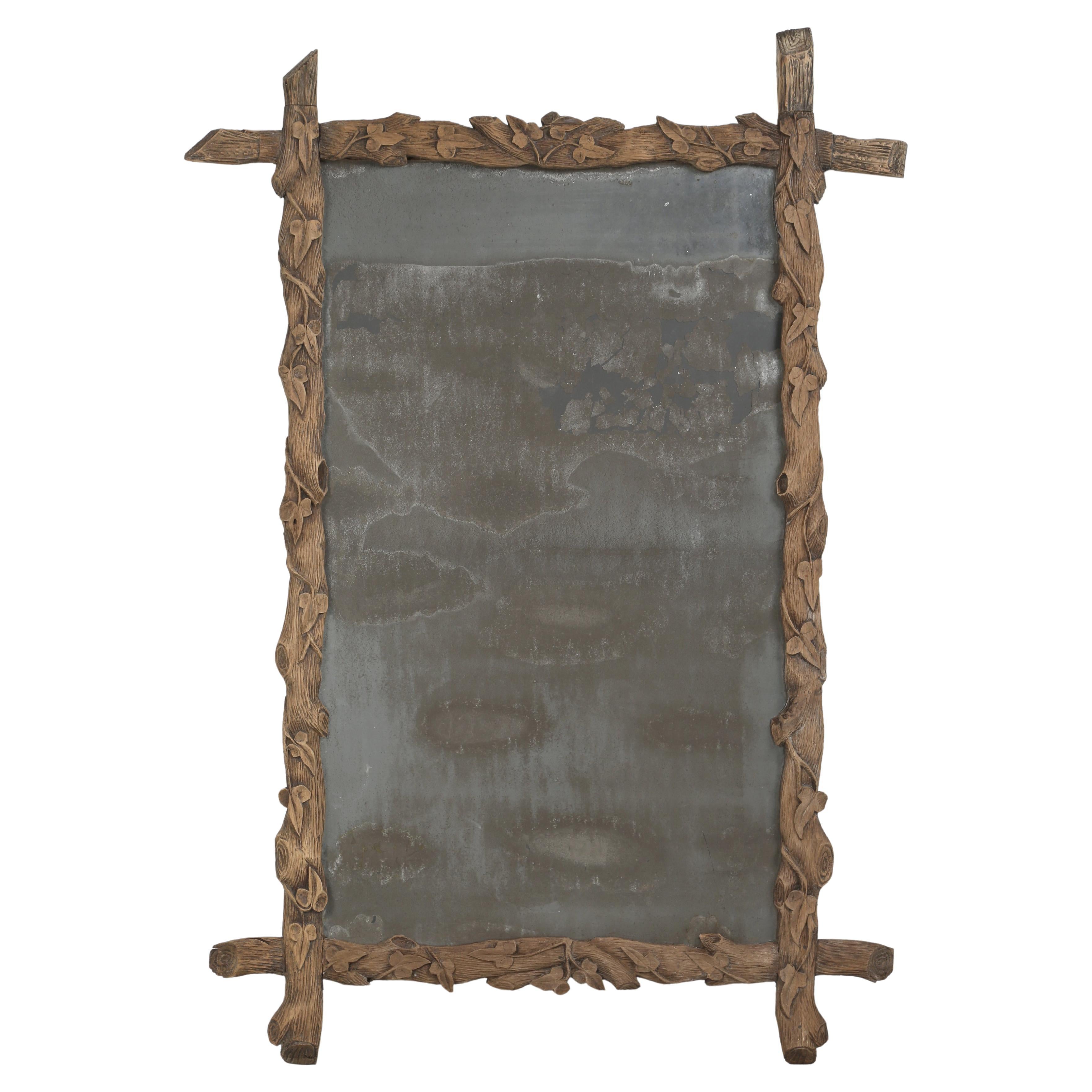 Antique Black Forest Mirror sculpté à la main Original 2e miroir assorti disponible en vente