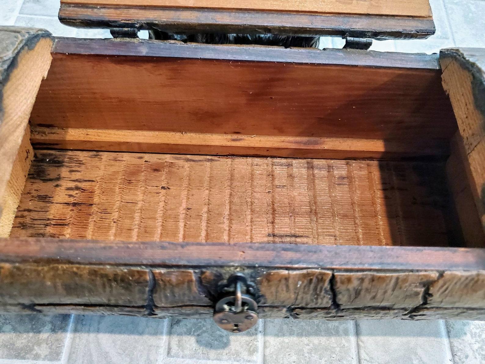 Antique Black Forest Hand Carved Wooden Box 5