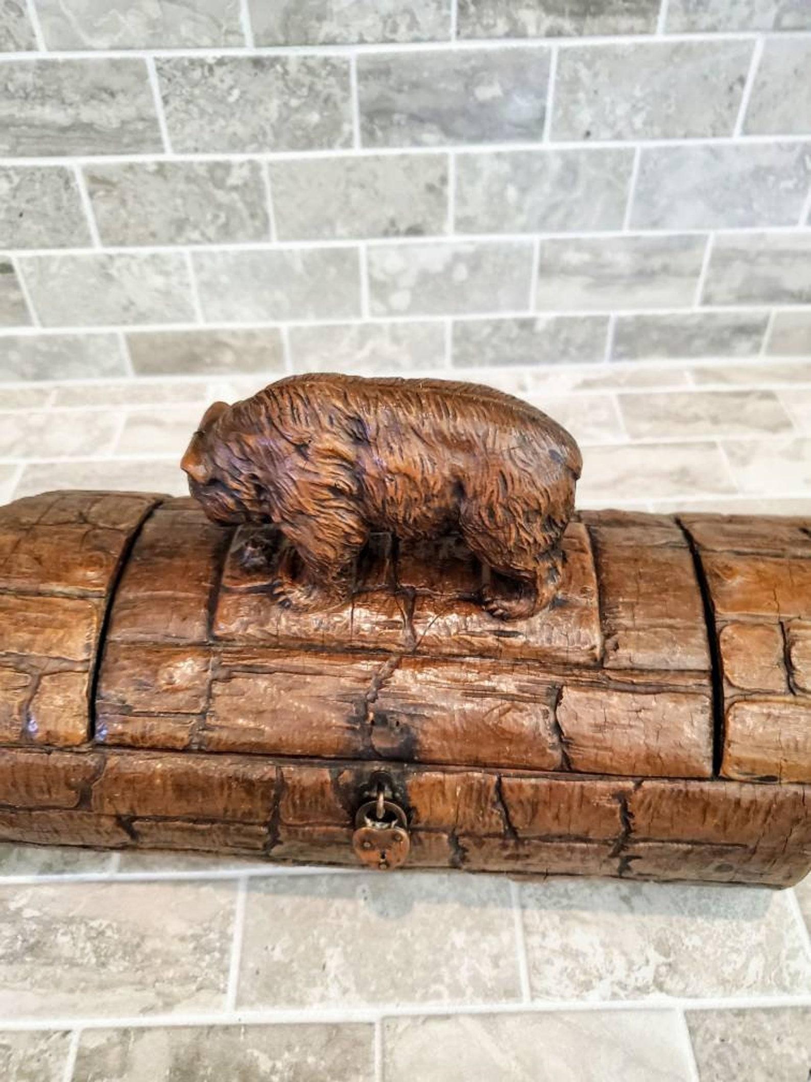 Antique Black Forest Hand Carved Wooden Box 3
