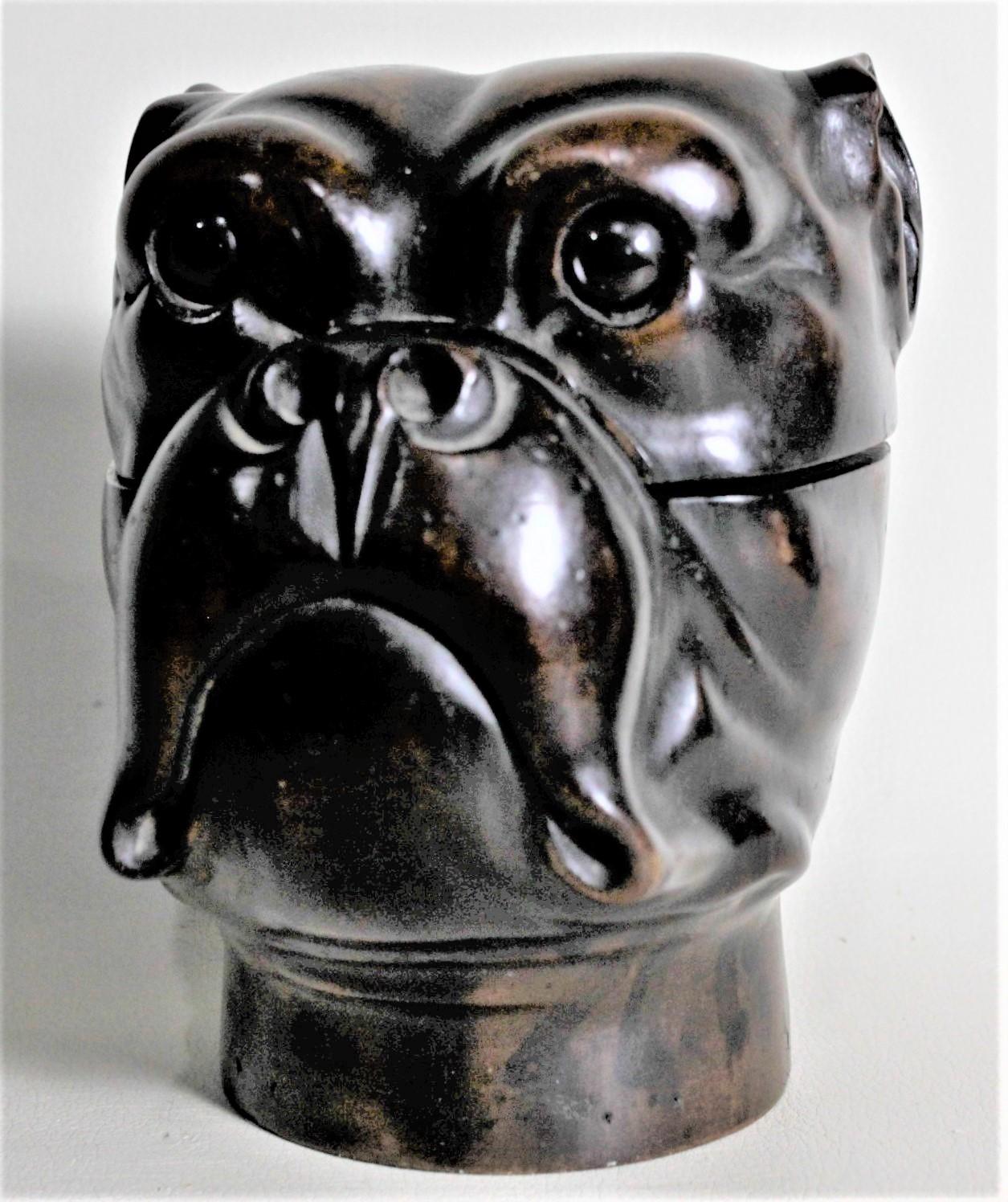 Antique Black Forest Hand Carved Wooden Figural Bulldog or Terrier Inkwell 5