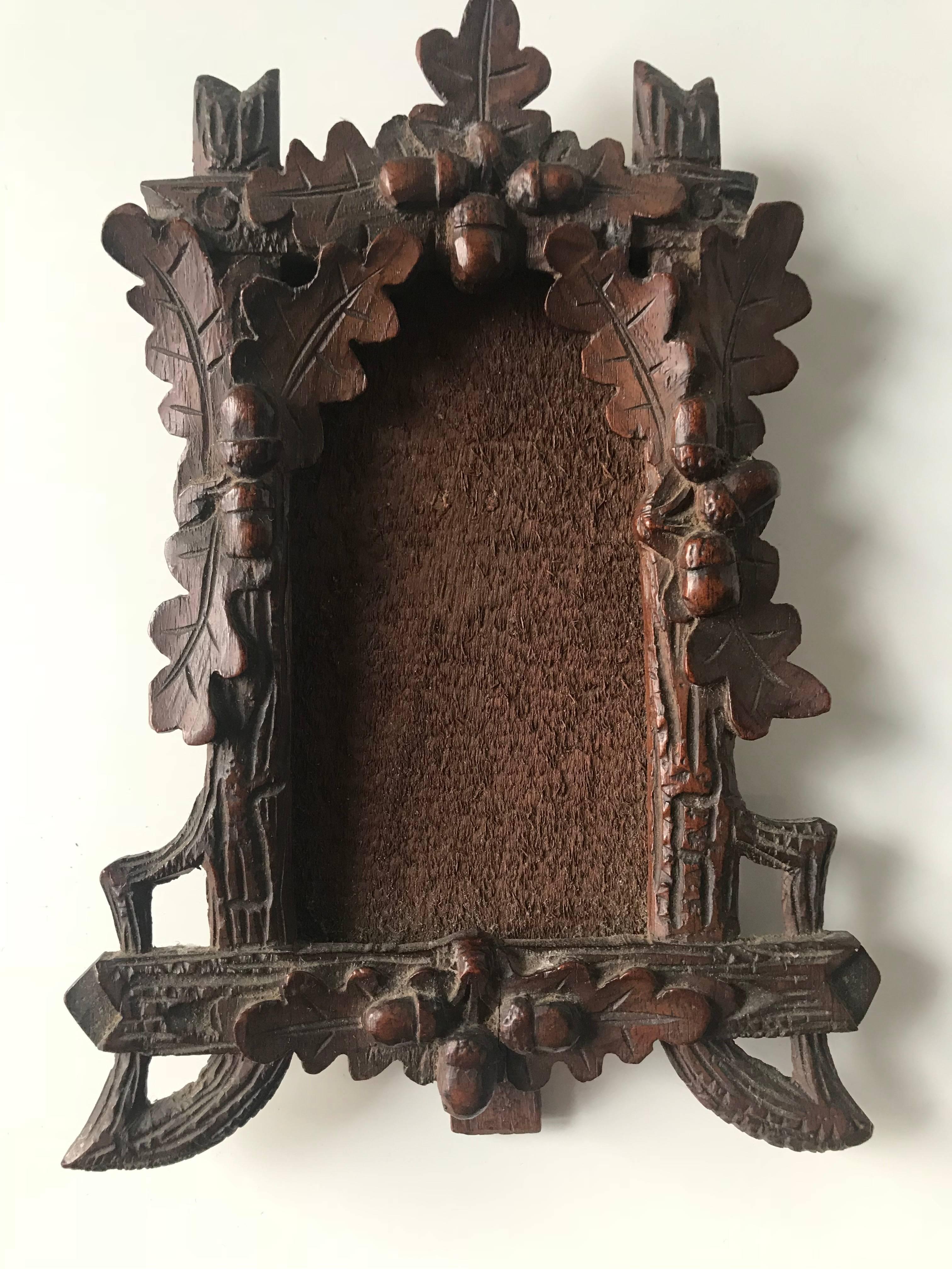 German Antique Black Forest Hand-Carved Wooden Miniature Table Picture Frame or Easel