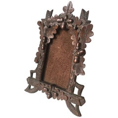 Antique Black Forest Hand-Carved Wooden Miniature Table Picture Frame or Easel