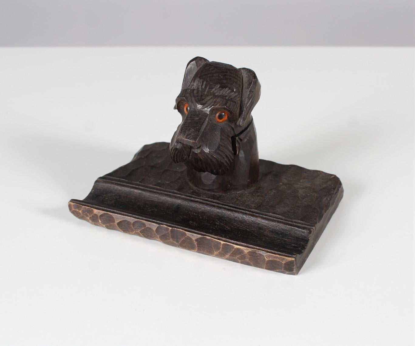 Antique Black Forest Inkwell, Dog, Pencil Tray, 1920-1930 In Good Condition In Greven, DE