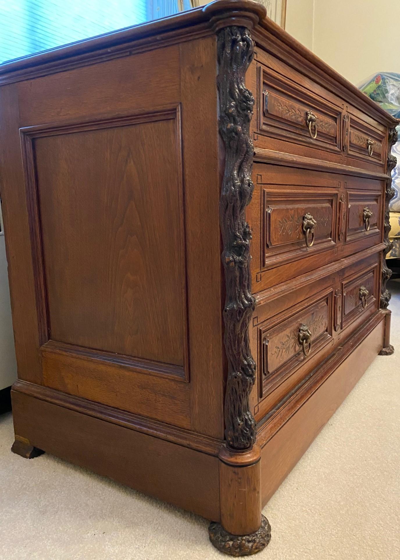 Antique Black Forest Mahogany and Rootwood Commode at 1stDibs